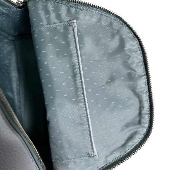 Vanessa Williams Womens White Pebble Leather Mini Backpack V Logo Front Zip - Picture 7 of 8